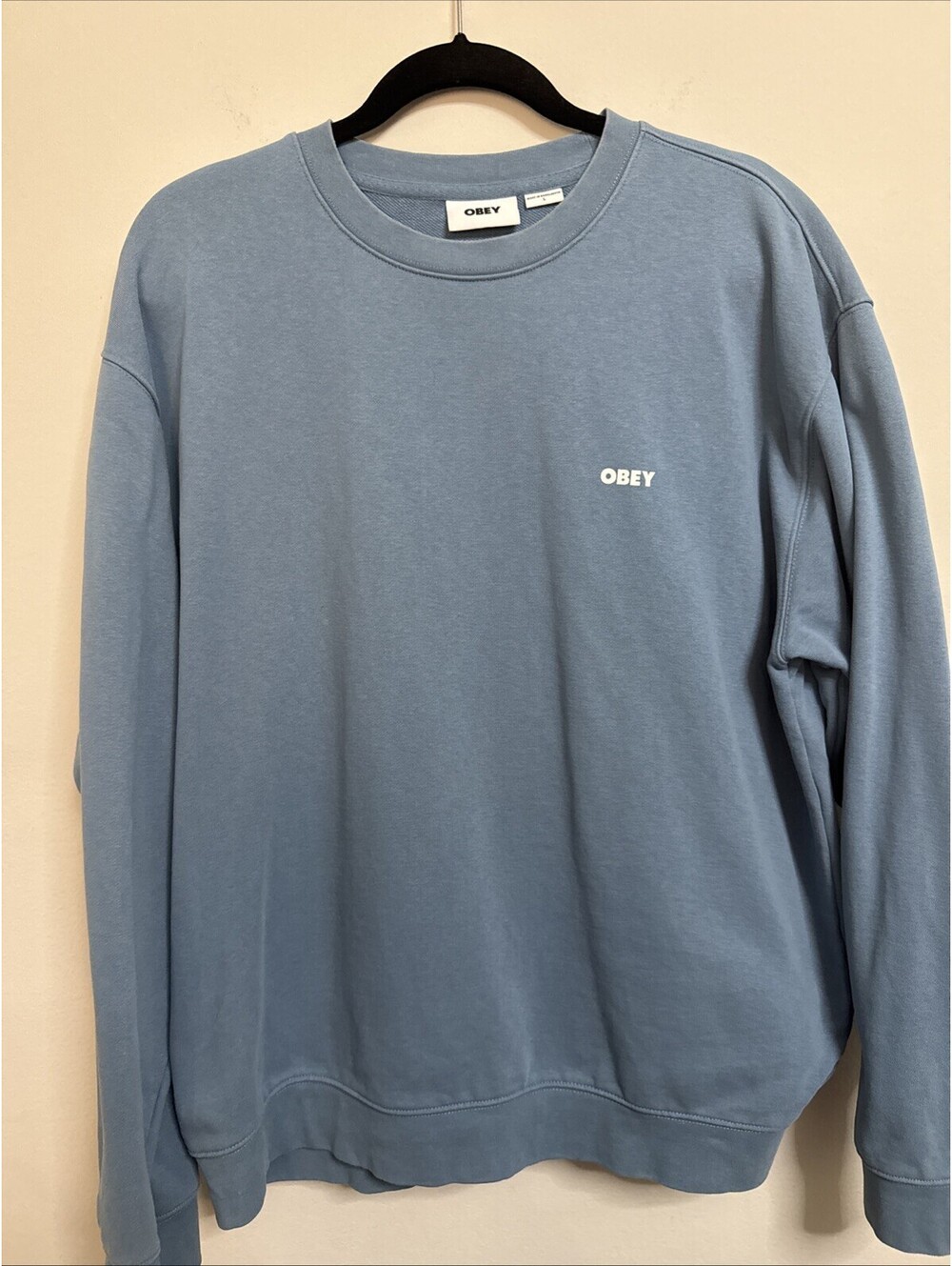 OBEY Worldwide Crewneck Sweatshirt Men’s Large Slate Blue Logo Skate Streetwear